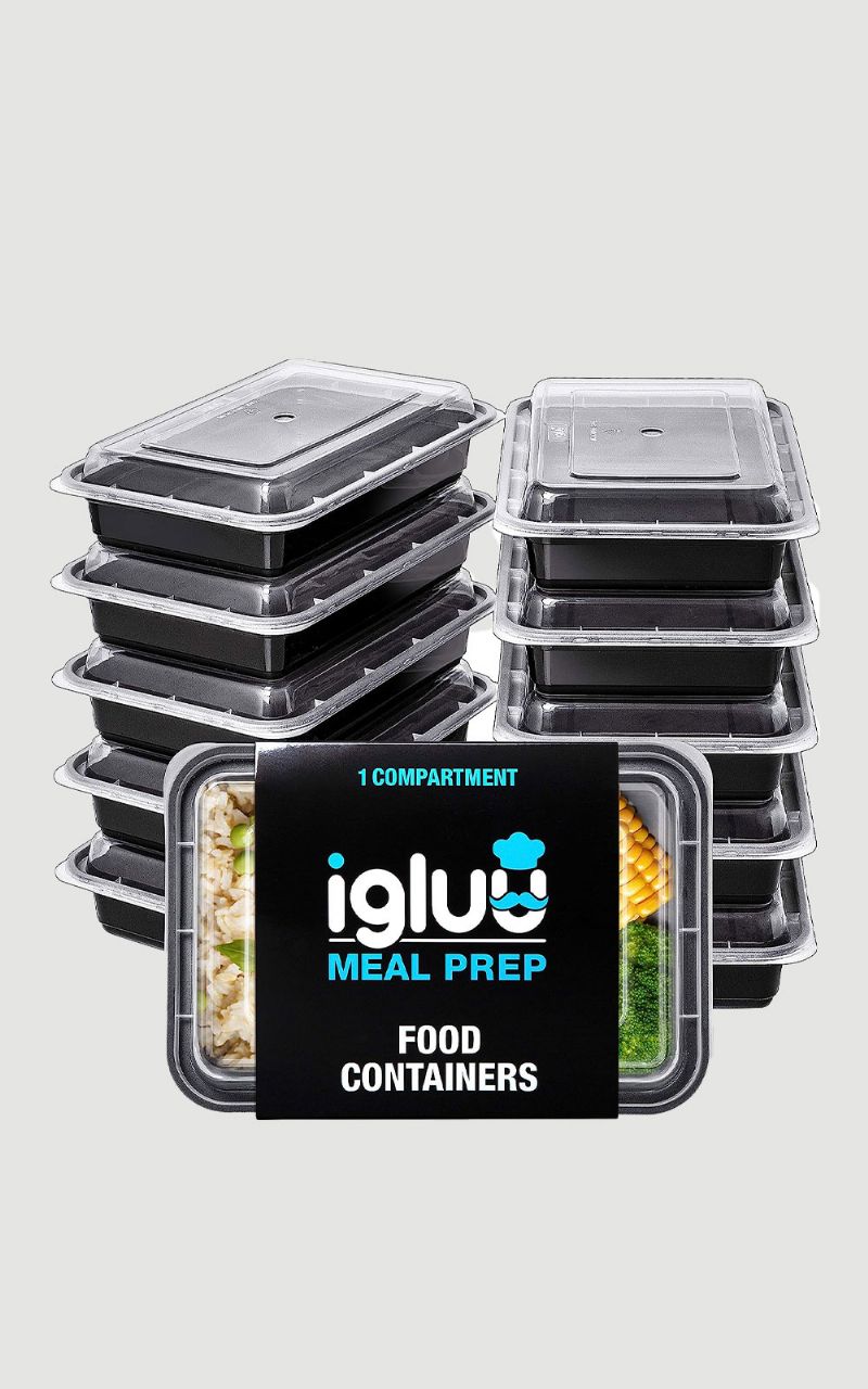 Igluu Meal Prep Igluu 3lü Paket 1 Bölmeli Yeniden Kullanılabilir Yemek Hazırlama Kapları - (828 ml)