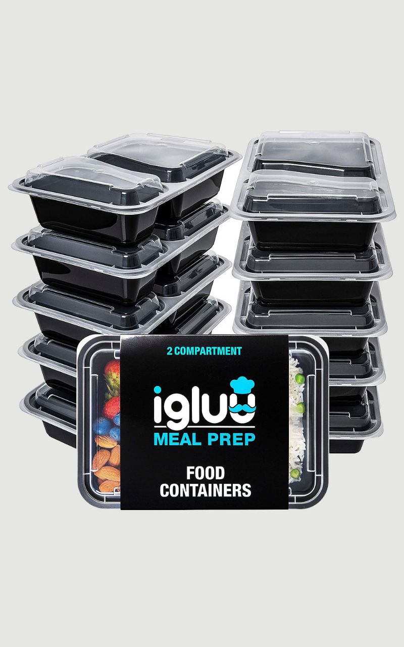 Igluu Meal Prep Igluu 3lü Paket 2 Bölmeli Yeniden Kullanılabilir Yemek Hazırlama Kapları - (850 ml)